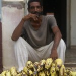 Prodavač banánů v Trinidadu