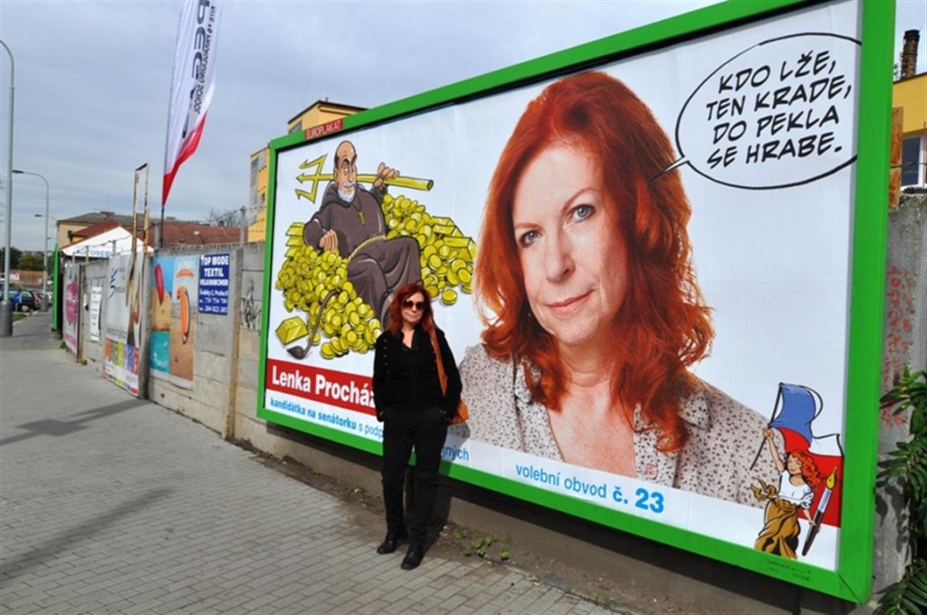 Volební billboard v ulici Švábky
